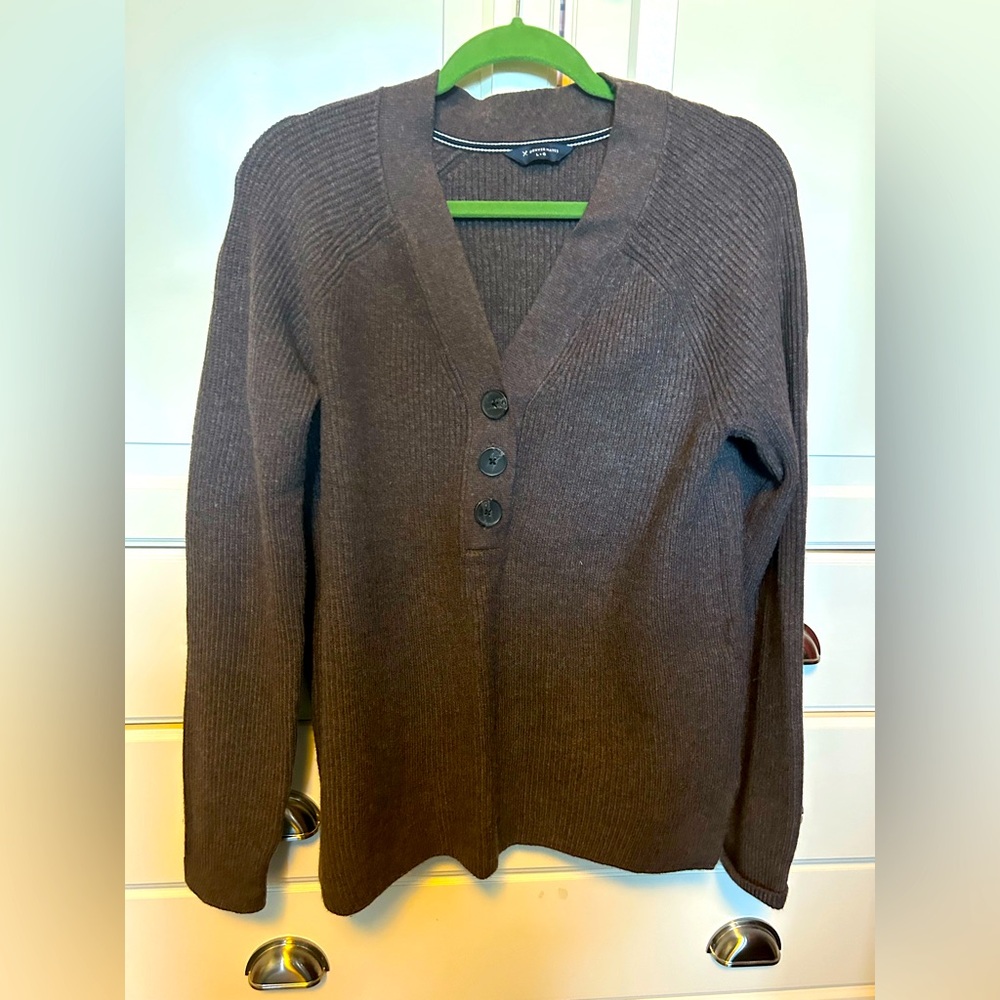 Brown Henley sweater, size L
